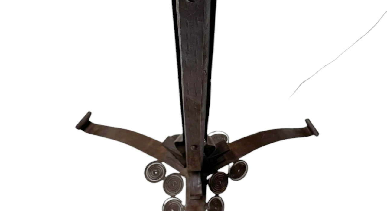 Art Deco Patinated Wrought Iron Floor Lamp, 1930s